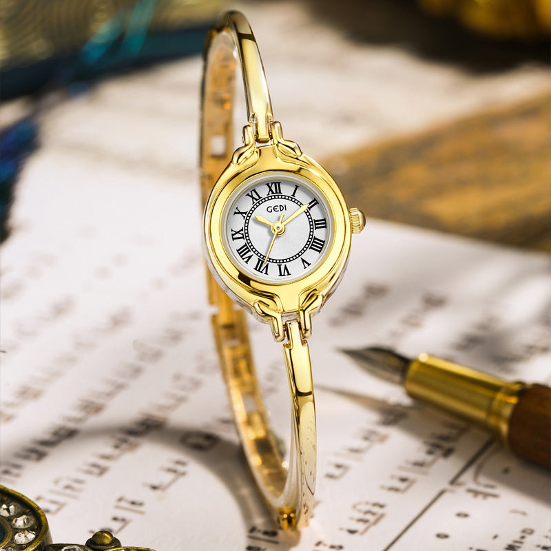 Gold Good-looking Thin Strap Quartz Watch